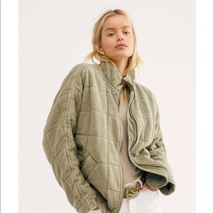 Free People Olive Green Quilted Jacket